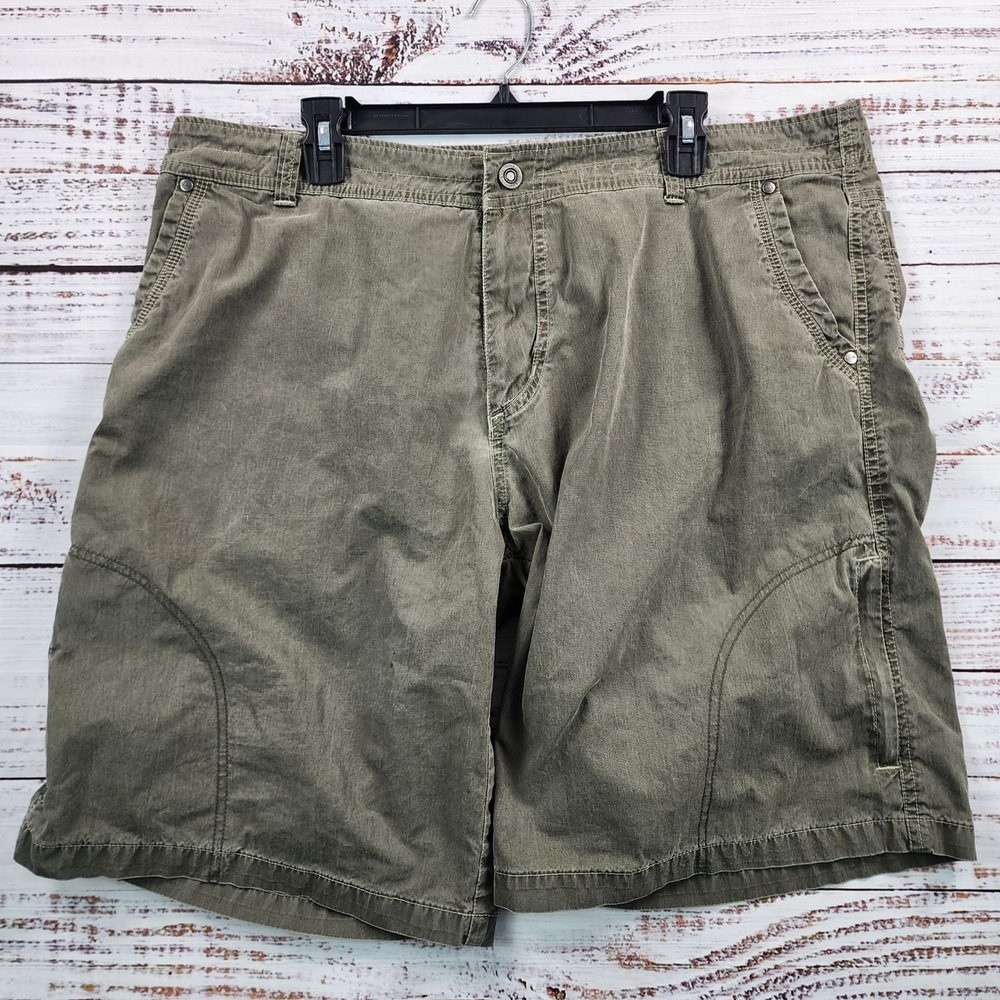 Kuhl Mens‎ 40 Ramblr Shorts Vintage Patina Dye Olive Green Hiking Cargo Utility